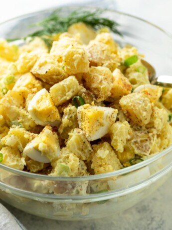 Potato Salad with hard boiled eggs in a